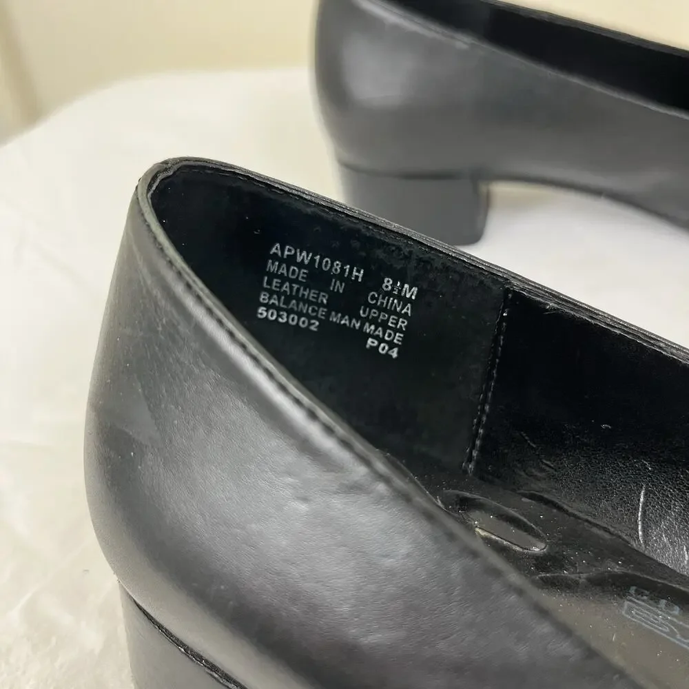 Rockport Leather Square Toe Loafer Womens 8.5 Black